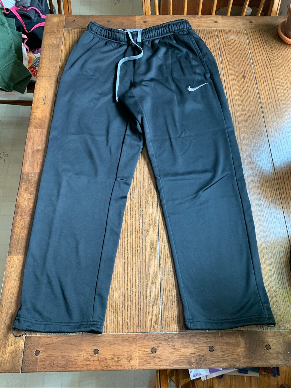 Nike Black Mens Therma-fit Pants with Grey Drawcord